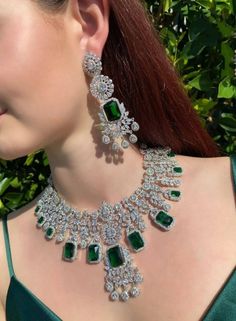 This Jewelry Sets item by TheOmbreDesigns has 101 favorites from Etsy shoppers. Ships from India. Listed on Nov 17, 2022 Bridal Diamond Necklace, Perhiasan India, Fancy Jewelry Necklace, Jewelry Set Design, Diamond Necklace Designs, Diamond Jewelry Designs, Green Jewelry, Fancy Jewellery, Expensive Jewelry