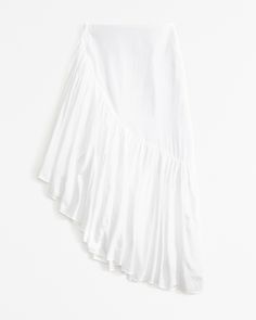 Women's Asymmetrical Ruffle Maxi Skirt | Women's Bottoms | Abercrombie.com Flowy Asymmetrical Maxi Skirt With Ruffle Hem, Summer Asymmetrical Maxi Skirt With Ruffle Hem, Asymmetrical Cotton Skirt For Spring, Spring Asymmetrical Cotton Skirt, Summer Asymmetrical Gathered Skirt, White Asymmetrical Bottoms For Spring, White Asymmetrical Hem Skirt For Summer, White Summer Skirt With Asymmetrical Hem, Elegant Cotton Asymmetrical Maxi Skirt