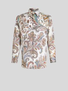 PAISLEY COTTON SHIRT | ETRO Classic Patterned Shirt With Spread Collar, Elegant Patterned Shirt With Spread Collar, Luxury Long Sleeve Tops With Baroque Print, Elegant Shirt With Floral Print And Spread Collar, Designer Tops With Floral Print And Spread Collar, Designer Floral Print Tops With Spread Collar, Designer Patterned Printed Shirt, Luxury Long Sleeve Multicolor Shirt, Luxury Long Sleeve Tops With Floral Print