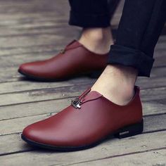 Red metal design slip on leather dress shoe sold by Lajuria on Storenvy Quality Leather Boots, Custom Design Shoes, Dress Leather, Leather Dress Shoes, Dress Shoe, Leather Shoes Men, Design Dress, Casual Work, Sneakers Men Fashion