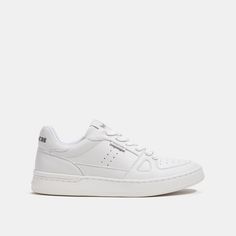 Leather upper Fabric lining and footbed EVA and rubber outsole Lace-up closure Style No. CM693 Sports Low-top Sneakers With Textured Footbed, Sporty White Sneakers With Textured Footbed, Coach Outlet, Sneakers White, Low Top, Top Sneakers, Outlet, Leather Upper, Lace Up