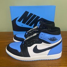 Air Jordan 1 Retro High Og Unc Toe University Blue Dz5485-400 Men’s 10. New With Tags. Ships Next Business Day. Sporty Jordan Shoes With Branded Heel Counter, High-top Synthetic Sneakers With Branded Heel Counter, Custom Lace-up Sneakers With Branded Heel, White Sole High-top Jordan Shoes With Branded Heel Counter, Unc Blue Jordan 1, Air Jordan University Blue, Air Jordan 1 High University Blue, Jordan 1 Retro High University Blue, Jordan 1 Retro High Unc Patent