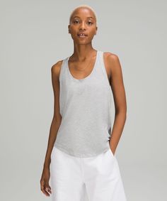 Love Tank Top | Women's Sleeveless & Tank Tops | lululemon Long Sleeve Running Shirt, Pima Cotton Fabric, Scoop Neck Bodysuit, Wrap Crop Tops, Lululemon Tops, Lululemon Women, Running Shirts, Day Of The Week, Casual Fit