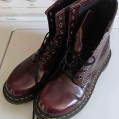 Dr. Martens Red Vegan Leather Size 9 Boots Never Worn Burgundy Lace-up Boots With Round Toe For Fall, Red Faux Leather Casual Boots, Casual Red Faux Leather Boots, Burgundy Boots With Reinforced Heel And Round Toe, Red Leather Lace-up Winter Boots, Casual Burgundy Leather Boots, Red Leather Lace-up Boots With Round Toe, Burgundy Leather Lace-up Boots, Burgundy Lace-up Boots With Red Sole