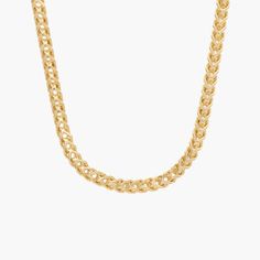 An everyday classic with timeless appeal, this super versatile 1.3mm Franco Chain in 14k yellow gold is a great piece for layering or wearing solo. We love it with everyday basics like your favorite tee, but it plays well with just about anything you choose to pair it with. Classic 14k Gold Cable Chain Necklace, 14k Yellow Gold Cable Chain Necklace, Classic Chain Necklace For Layering, Yellow Gold Curb Chain Jewelry For Layering, Layering Yellow Gold Curb Chain Jewelry, Gold Curb Chain Jewelry For Layering, 14k Gold Tarnish Resistant Chain Necklace, Classic Gold Chain Necklace For Layering, Timeless Cable Chain Necklace For Layering