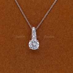 1.30 CT Elegant Round Cut Lab Grown Diamond Pendant, 14K White Gold Fancy Necklace, Sparkling Solitaire Pendant Gift, Wedding Gift Pendant, Single Diamond Necklace, Trending Pendant, Simple Wedding Gift Pendant, Custom Jewelry, Gift For Her, Ring For Women's, Solid Gold & Diamond Pendant ➡ Lab Grown Diamond is also known as 𝐂𝐕𝐃, 𝐇𝐏𝐇𝐓, 𝐆𝐫𝐞𝐞𝐧 𝐃𝐢𝐚𝐦𝐨𝐧𝐝, 𝐄𝐭𝐡𝐢𝐜𝐚𝐥 𝐝𝐢𝐚𝐦𝐨𝐧𝐝, 𝐄𝐜𝐨-𝐅𝐫𝐢𝐞𝐧𝐝𝐥𝐲 𝐃𝐢𝐚𝐦𝐨𝐧𝐝, 𝐄𝐚𝐫𝐭𝐡 𝐅𝐫𝐢𝐞𝐧𝐝𝐥𝐲 𝐃𝐢𝐚𝐦𝐨𝐧𝐝. 🤎 𝗗𝗲𝘀𝗰𝗿? Gold Fancy Necklace, Single Diamond Necklace, Fancy Necklace, Solitaire Pendant Necklace, Green Diamond, Solitaire Pendant, Simple Wedding, Earth Friendly, Gift Wedding