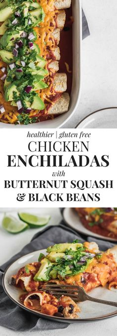 chicken enchiladas with butternut squash and black beans