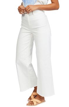 Dial in a retro vibe in these wide-legged pants cut to a cute, cropped length. 27 1/2" inseam; 20" leg opening; 11 1/2" front rise; 14 1/2" back rise (size 25) Zip fly with button closure Back patch pockets 98% cotton, 2% elastane Machine wash, tumble dry Imported Women's Clothing Chic Cropped Wide Leg Pants For Spring, Stretch Cotton Cropped Leg Pants, Spring Cotton Flare Jeans Full Length, Chic High-waisted Cotton Wide Leg Pants, Chic Cotton High Waist Wide Leg Pants, Chic Cotton High-waisted Wide Leg Pants, Spring Cotton Full-length Flare Jeans, Spring Cotton Full Length Flare Jeans, Spring Full Length Cotton Flare Jeans