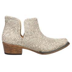 Step into elegance with the Ava booties by Roper. The faux leather upper showcases a glittery lace finish, adding a glamorous touch to your ensemble. With a chic snip toe design, comfortable padded cushioned insole, and a subtle 1 1/2 inch heel, these booties offer style, comfort, and a hint of sparkle for any occasion. Size: 9B.  Color: Off-White.  Gender: female.  Age Group: adult. Corral Boots Womens, Cowboy Casual, Womens Casual Boots, Ankle Cowboy Boots, Cowboy Ankle Boots, Corral Boots, Leather Boot Shoes, 2 Inch Heels, Boots Ankle