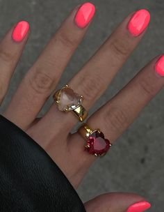 Inspired by the nostalgic gumball jewel rings, we gave these childhood baubles a luxe makeover with 14K plated gold and a chunky, juicy heart crystal that mirrors your birthstone color. Tarnish-resistant brass metal; engraved with BONBONWHIMS logo inside. As seen in TEEN VOGUE as a best gift option. Available in size 6, 7 and 8! Please note the ring is NON-ADJUSTABLE, please order in your size accordingly. Jewel Rings, April Aries, June Gemini, October Libra, March Pisces, Peridot Green, Birthstone Colors, Jewels Rings, Heart Crystal