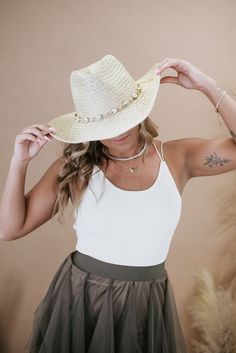 A coastal cowgirls dream straw hat! Perfect straw hat to dress up any outfit for a more coastal cowgirl aesthetic! Packaged with love and shipped from our warehouse in Wilmington, Ohio White Straw Fedora For Rodeo, Elegant Summer Fedora For Rodeo, Western Style Cream Panama Hat, Elegant White Straw Hat For Rodeo, Fitted Straw Panama Hat For Beach, Fitted Straw Panama Hat For The Beach, Summer Cream Hat Band For Vacation, Straw Panama Hat For The Beach, White Fedora Straw Hat For Country Events