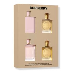 Her & Burberry Goddess 4-Piece Mini Holiday Gift Set - BURBERRY MULTILINE 4-MINI 2 HER + 2 GDSFeaturesThis travel-friendly gift set is wrapped in a seasonal iteration of the Burberry Check for festive gifting.Fragrance FamilyAmberyChypreIncludesHer Eau de Parfum (0.1 oz)Her Elixir, (0.1 oz)Burberry Goddess Eau de Parfum (0.1 oz)Burberry Goddess Eau de Parfum Intense (0.1 oz) - Her & Burberry Goddess 4-Piece Mini Holiday Gift Set Burberry Goddess, Her Elixir, Personalized Stocking Stuffers, Burberry Her, Luxury Birthday Gifts, Burberry Perfume, Chic Christmas Gifts, Expensive Gifts, Signature Fragrance