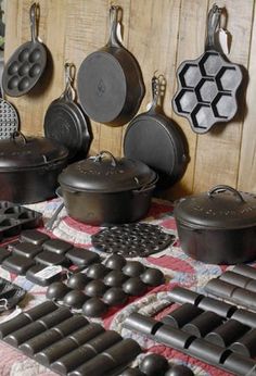 many pots and pans are on the table