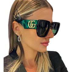 Gucci Sunglasses Gg0956s 001 Black Gold Green Lens Square Woman Large Size: 54-19-145mm The Gucci Gg0956s 001 Sunglasses Are Ideal For A Wide Range Of Personalities That Show Up For Their Essence And Good Taste. The Gucci Gg0956s 001 Sunglasses Will Give You A Stunning Style Step By Step, Protecting Your Eyes And Guaranteeing The Best Price. 100% Authentic Made In Italy Comes With Gucci Case, Cloth And Paperwork نظارات شمسية, Sunglasses Logo, Sunglass Chain, Gucci Models, Gucci Sunglasses, Gucci Accessories, Gold Sunglasses, Oversized Sunglasses, Black Sunglasses