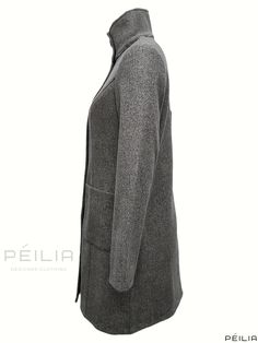 Peilia - Womens Button Front Solid Overcoat: Stylish Long Sleeve Mid-Length Outerwear Elegant Outerwear With Button Closure For Layering, Winter Layering Button-up Blazer, Gray Long Sleeve Outerwear With Hidden Button Closure, Gray Workwear Outerwear With Snap Buttons, Gray Snap Button Outerwear For Work, Winter Single Breasted Outerwear For Layering, Single Button Winter Outerwear, Winter Layering Outerwear With Button Closure, Winter Outerwear With Single Button And Long Sleeves