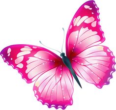 a pink butterfly with white spots on it's wings flying in the air,