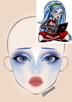 Monster High Characters Makeup, Halloween Costume With Blue Hair, Ghoulia Monster High Cosplay, Makeup Looks Creative Cool, Ghoulia Yelps Makeup, Makeup Cosplay Ideas, Makeup Ideas Cosplay, Halloween Costumes With Blue Hair, Ghoulia Yelps Cosplay