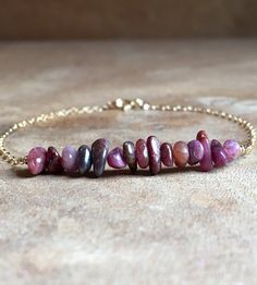 Ruby Bracelet Gold - July Birthstone Bracelet - Ruby Jewelry - Gift For Mom Raw Stone Bracelet, Bracelet For Mom, Raw Ruby, Raw Stone Necklace, Silver Diamond Necklace, Ruby Birthstone, Ruby Bracelet, Raw Crystal Jewelry, Raw Crystal Necklace