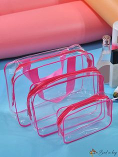 BirdinBag - Waterproof Clear Storage Bag Set - Ideal for Makeup Clear Makeup Bag, Clear Toiletry Bag, Clear Cosmetic Bag, Clear Makeup, Cosmetic Bag Organization, Clear Makeup Bags, Makeup Storage Bag, Waterproof Travel Bag, Cosmetic Bag Set