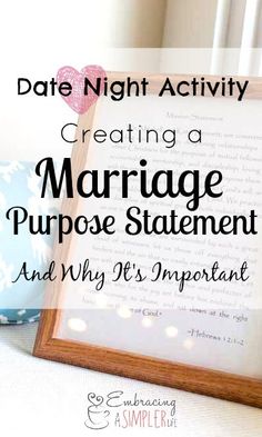 creating a marriage purpose statement Purpose Statement, Marriage Retreats, Love You Husband, Marriage Goals, Christian Marriage