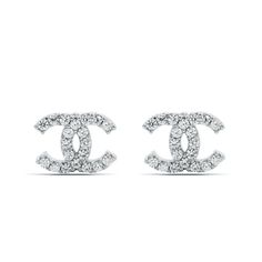 c design stud earrings Chanel Earrings Silver, Channel Earrings, Xoxo Jewelry, Chanel Earrings, Dope Jewelry, Girly Accessories, Jewelry Essentials, Jewelry Lookbook, Gemstone Studs