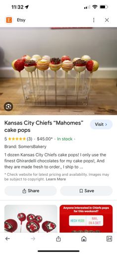 an email post for kansas city chefs'mahomes, which includes cupcakes and strawberries