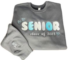 Senior Jacket Ideas, Senior Sweatshirts, Senior Jackets, Jacket Ideas, Senior Shirts, High School Senior, Embroidered Sweatshirt, Personalized Embroidered, Personalized Initials