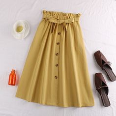 Material: PolyesterMaterial: CottonModel Number: WSKR119Waistline: empirePattern Type: SolidSilhouette: A-LineStyle: CasualDecoration: SashesGender: WomenDresses Length: Knee-Length Casual Solid Color Belted Skirt, High Waist Non-stretch Button Skirt, Solid Belted Summer Skirt, Belted Solid Color Skirt For Summer, Solid Colored Summer Skirt With Belt, Summer Waist-length Skirt With Pockets, Yellow Solid Color Skirt For Summer, Knee-length Belted Skirt For Summer, Belted Knee-length Skirt For Summer