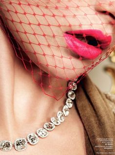 Pink lipstick and diamonds Jacquelyn Jablonski, Bright Lips, Jewelry Editorial, Vogue Russia, All That Glitters, Precious Gems, Pink Lips, Editorial Fashion, Pretty In Pink