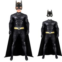 the batman costume is shown in two different poses