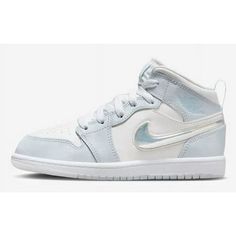 Preschool Jordan 1 Mid SE Blue Tint/Ice Blue Size: 11.  Color: White.  Gender: unisex.  Age Group: kids. Kids Jordan, Kids Jordans, Jordan 1 Mid, Ice Blue, Jordan 1, Size 13, Clothing And Shoes, Shoes Mens, Age Group