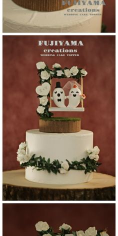 three different types of wedding cakes with flowers on them