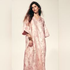 H&M Ramadan Modest Collection Brocade Kaftan Dress Light Pink Sz M Nwt Brocade Kaftan, Lookbook Casual, Active Swimwear, Dress Light Pink, Beauty Magazine, Blouse Pants, Cardigan Sweater Jacket, Linen Shop, Wide Cuff