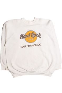 Tag is missing. This item is estimated to be a size X-Large based on its width. Size: X-Large Color: White Material: Unknown Made In: Unknown Length: 25.5" Chest Width: 23" Vintage Condition Notes: - Faint stains on front and sleeves. Hard Rock Cafe Sweatshirt, Hard Rock Café, Rock Cafe, Hard Rock Cafe, Vintage Sweatshirt, Hard Rock, Clothing Items, Sweat Shirt, Vintage Outfits