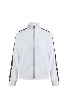 Layer up with our Y2K-inspired Bolt Track Jacket. Featuring elevated microscuba and lightening filled side stripes, this jacket is sure to pull any look together. Semi-fitted Quick Dry Fabric Side Pockets White Nylon Track Jacket For Gym, White Sporty Outerwear With Reflective Details, White Track Jacket For Gym In Fall, Sporty White Track Jacket With Reflective Details, White Sporty Track Jacket With Contrast Stripes, Sporty White Track Jacket With Contrast Stripes, White Track Jacket With Contrast Stripes For Winter, White Winter Track Jacket With Contrast Stripes, Sporty White Outerwear With Contrast Stripes