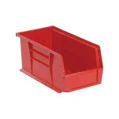 a red plastic storage container on a white background