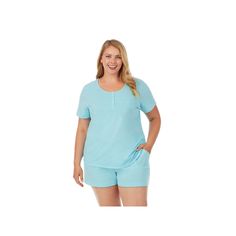 Cozy up at bedtime or anytime with this matching women's Cuddl Duds pajama top and pajama shorts sleep set made of moisture-wicking fabric to keep you cool and comfy. Cozy up at bedtime or anytime with this matching women's Cuddl Duds pajama top and pajama shorts sleep set made of moisture-wicking fabric to keep you cool and comfy.Click on this INTIMATES & SLEEPWEAR Guide to find the perfect fit and more! 2-pc. set includes: top & shorts Top: short sleeves, henley neckline with 4-button placket,