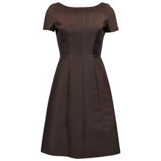 Brown Cocktail Dress, Brown Cocktail, Belle Silhouette, Silk Taffeta, Couture Vintage, Brown Silk, Boat Neckline, Black Cocktail Dress, Fitted Bodice