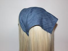 Denim hair kerchief Blue bandana headband, 10"/14" inch triangle alopecia head cover, hippie headpiece The headband from the pictures measures [25cm] 14" inches * More widths - [25cm] 10" inches , [35cm] 14" inches * Color- Denim Blue * Materials used - Cotton fabric, solid thermo adhesive fabric, metal insert, velvet ribbon * Pattern- denim * Plastic free * Well structured * Non slip headband Extremely comfortable: this headband does not give headaches, is perfectly finished with my special tec Denim Bandana, Hair Kerchief, Egyptian Theme, Denim Headband, Kerchief Hair, Denim Hair, Adhesive Fabric, Retro Headband, Hippie Headbands