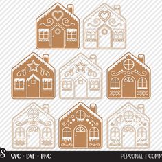 six gingerbread house cut outs