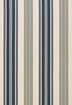 an upholstered blue and white striped fabric