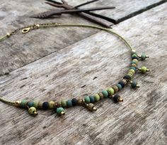 Boho Necklace,earth Mother Necklace,short Boho Necklace,simple Necklace,bohemian Necklace, Boho Necklace for Women,hippie Necklace,gift Idea - Etsy Green Bohemian Choker For Festivals, Hippie Green Round Bead Necklaces, Handmade Green Bohemian Choker, Green Bohemian Choker As A Gift, Bohemian Green Choker As A Gift, Green Bohemian Choker For Gifts, Bohemian Green Choker As Gift, Bohemian Beaded Choker With Adjustable Chain, Dainty Handmade Green Choker