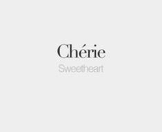 the words cherie sweet heart are in black and white letters on a gray background