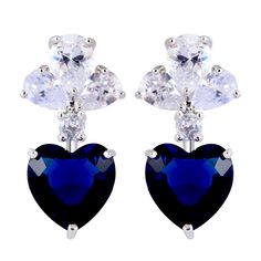 Metal Purity: 18k Metal: White Gold Plated Main Color And Stone: Blue N White Sapphire Cz Great Quality Guaranteed! From High Quality Supplier That Sells To Major Corporations. Gift Pouch Or Box - Yes! Blue Cubic Zirconia Crystal Earrings, Blue Cubic Zirconia Crystal Earrings For Pierced Ears, Blue Heart Cut Jewelry For Party, Blue Elegant Heart Earrings For Pierced Ears, Elegant Blue Heart Earrings For Pierced Ears, Blue Heart Earrings For Party, Blue Heart-shaped Earrings For Party, Elegant Blue Heart-shaped Earrings, Blue Sterling Silver Heart Earrings For Pierced Ears