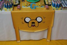 the table is decorated with an adventure time theme