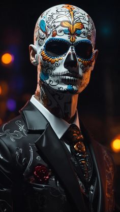 Sugar Skull Makeup For Men, Sugar Skull Wedding, Wallpaper Man, Skull Reaper, Halloween Makeup Sugar Skull, Sugar Skull Artwork, Cute Halloween Makeup