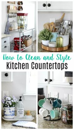 the kitchen counter is clean and ready to be used as a storage area for utensils