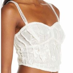 Nwt Intimately Free People All I Want Ivory Corset Camisole Size Large Let Your Romantic Self Out In This Corset Style Ivory Camisole. It Has A Sweetheart Neckline With A Delicate Floral Embroidered Pleated Mesh Body. The Straps Are Removable And Adjustable. Offers Light Support. The Color Is Ivory. White Lace Camisole For Spring, White Feminine Tank Top With Delicate Lace, White Delicate Lace Camisole For Spring, Feminine White Lace Tank Top, Fitted White Tank Top With Delicate Lace, White Delicate Lace Camisole For Summer, White Lace Tops With Built-in Bra, Summer Cami Crop Top With Delicate Lace, White Lace Trim Camisole Crop Top