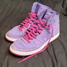 Super Cool Nike Air Afi-Light Lavender Suede And Canvas Hightop Sneakers In Size 6.5 In Great Condition. These Gorgeous Sneakers Have A Few Blue Discoloration Marks On The Suede (See Pics) But Are Otherwise In Excellent Condition With Amazingly Unused Soles. Please Feel Free To Ask Any Questions. Casual Nike High-top Sneakers For Light Sports, Purple Lace-up High-top Sneakers For Light Sports, Purple Sneakers For Sports In Spring, Purple High-top Casual Sneakers, Casual Purple High-top Sneakers, Nike Purple Sneakers For Spring, Nike Purple Spring Sneakers, Purple High-top Sneakers For Light Sports, Casual Purple High-top Sneakers For Light Sports