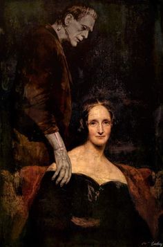 a painting of a woman and a man standing next to each other